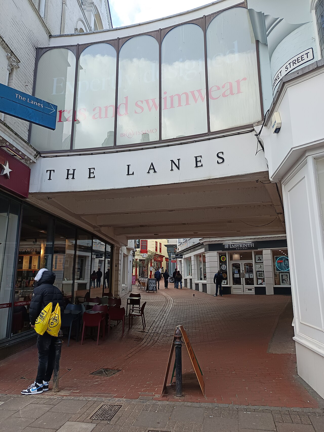 The Lanes, Brighton, narrow historic alleyways with jewellery shops and boutiques